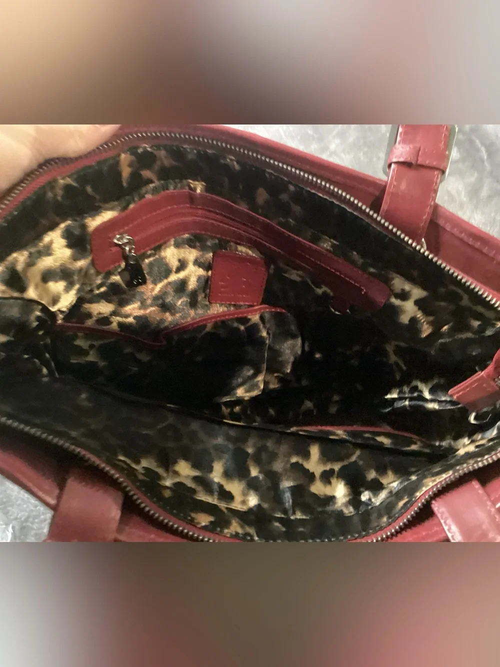 Red Leather Tote and Wallet Set - Women's Handbag